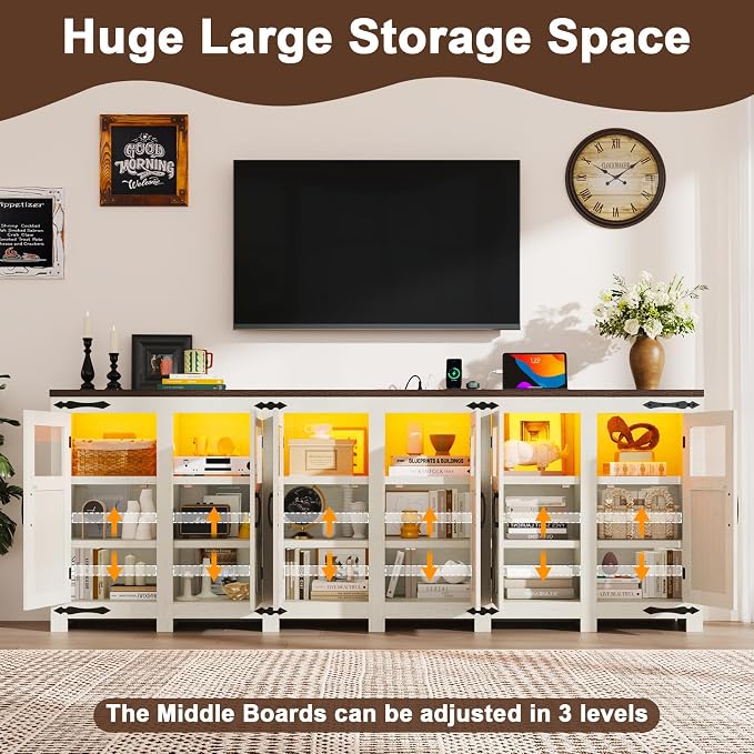 95.3" Large LED Farmhouse TV Stand - Image 6
