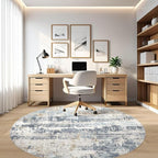 LOONGRUG Round Rug 7x7 Washable Large Neutral Modern Area Rugs Blue | Abstract - Image 7