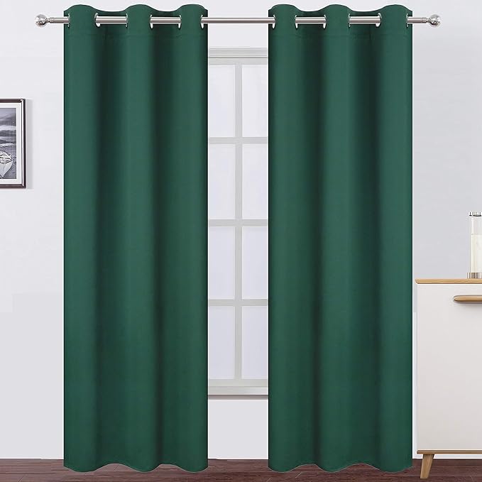 Dark Green Thermal Blackout Curtains/42 x 95 Inch/Set of 2 Panels Room by Lemomo