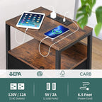 Yoobure Nightstand with Charging Station, Small Night Stand with Fabric Drawers - Image 5