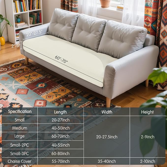 Hokway Stretch Couch Cushion Replacement Slipcovers Reversible Cushion - Image 3