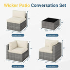 Wisteria Lane 7 Pieces Outdoor Patio Furniture Set, Wicker Outdoor Patio - Image 8