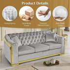 DAMAIFROM Mid Century Modern Chesterfield Sofa Couch, 3 Seat Tufted Sofas - Image 3