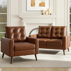 HNY Mid Century Modern 53" Loveseat Sofa, Comfy Upholstered Button Tufted Faux - Image 3