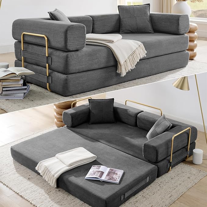 HANXIN Convertible Sleeper Sofa Bed, 78 Inch Folding Floor Mattress Couch by HANXIN
