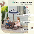Qaba Kids Picnic Table, Outdoor Wooden Table & Bench Set - Image 3