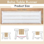 Macrame Table Runner Cream Beige Boho Table Runners - Image 2
