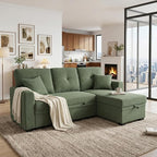 L Shaped Sectional Couch with Storage and Pull Out Bed, 3 Seater Sleeper Sofas - Image 2