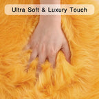 duduta Yellow Faux Sheepskin Runner Rugs 2x6 ft, Fluffy Fur Couch Covers | Shag - Image 3