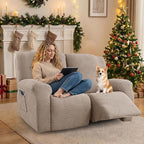 Recliner Loveseat Covers with Console, 6-Piece Stretch Geometric Strokes - Image 5