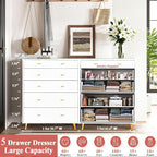 5 Drawer Dresser for Bedroom, 30.7" W x 38" H Tall Tempered Glass Top Dresser - Image 6