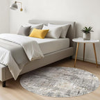 LOONGRUG Round Rug 8x8 Washable Large Neutral Modern Circle Rugs Grey Rust | - Image 4