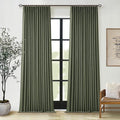 Olive Green Pleated Linen Blackout 102 Inch Curtains by Twodrapes