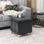 Adeco Faux Fur Storage Ottoman Cube, Upholstered Small Bench - Image 4