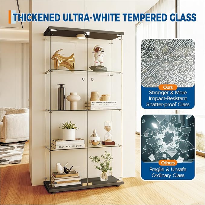 IDEALHOUSE Tempered Glass Display Cabinet - Image 6