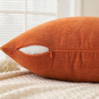 MIULEE Fall Orange Chenille Couch Euro Throw Pillow Covers, 22x22 | Set of 2 - Image 3