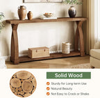 Solid Wood Console Table for Entryway, 63-Inch Narrow Farmhouse Couch Table - Image 6