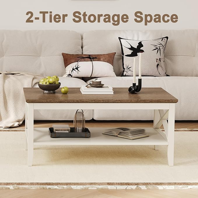 ChooChoo Farmhouse Coffee Table, Wooden Coffee Tables - Image 4