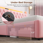 Queen LED Velvet Bed Frame - Image 4