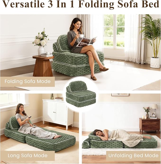 COLAMY Folding Sofa Bed, 3-in-1 Convertible Sleeper Chairs - Image 5