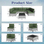 KIGOTY Patio Furniture Set, 7 Pieces Modular Outdoor Sectional Sofa, PE Rattan - Image 3