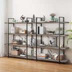 OtterOasis Bookshelf Set of 2, Heavy Duty 4-Tier Industrial Bookcase, 120lbs by OtterOasis