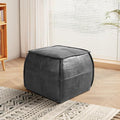 Leather Ottoman, Handmade Stuffed Square Ottoman, Genuine Leather Pouf by DIVANUS