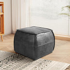 Leather Ottoman, Handmade Stuffed Square Ottoman, Genuine Leather Pouf by DIVANUS
