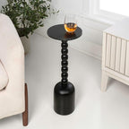 JONATHAN Y Turner 24.5" Black Mango Wood Round Drink Table, Tall Pedestal - Image 2