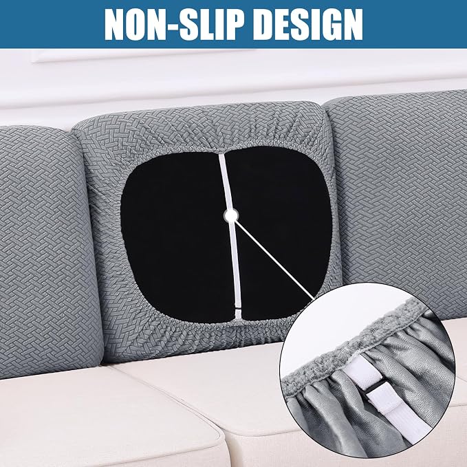Smiry Waterproof Couch Cushion Covers, Stretch Jacquard Thick Sofa Cushion - Image 3