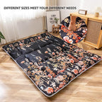 MAXYOYO Black Floral Japanese Futon Floor Mattress, Mattress Topper Portable - Image 4