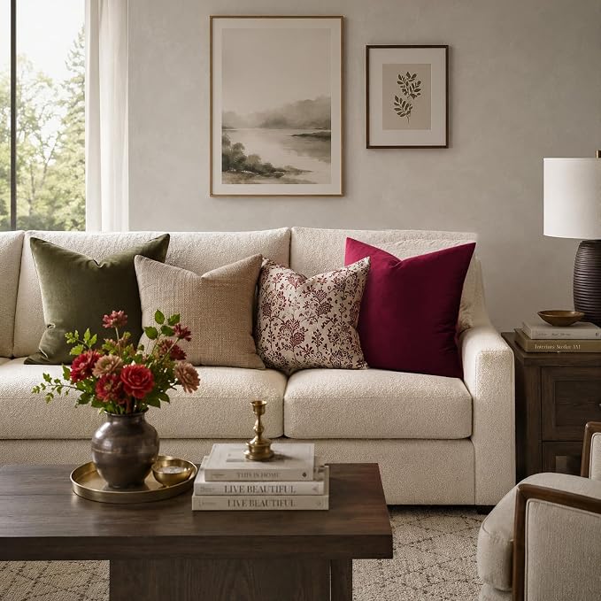 GIGIZAZA Burgundy Velvet Pillow Covers 20x20 Decorative Pillows Pack of 2 | Red - Image 2