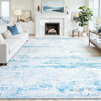 5x7 Washable Area Rug for Living Room Bedroom: Non-Slip Modern Light Blue | - Image 8