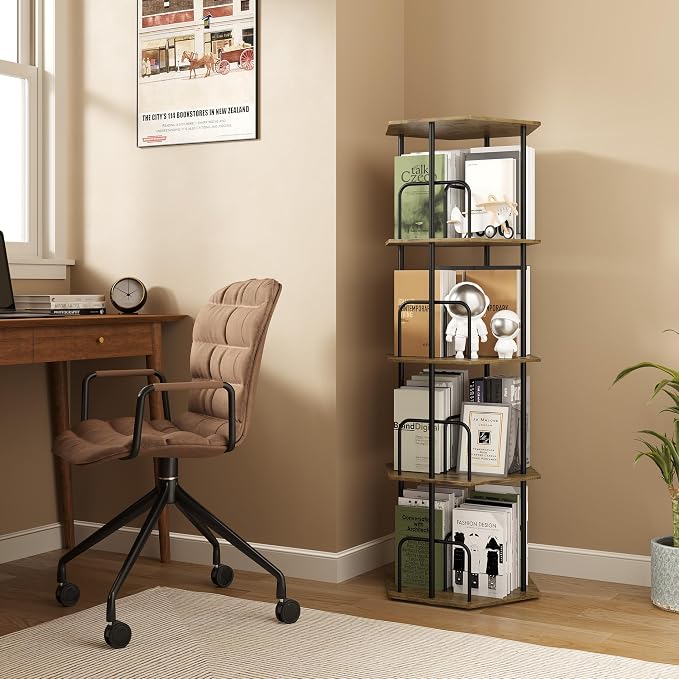 SUNMORY 4 Tier Rotating Bookshelf Tower, Revolving 360 ° Spinning Bookcase - Image 6