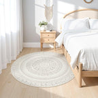 cotiled 5x5 Round Rug 5ft Circle Living Room Boho Area Rugs | Washable Foldable - Image 2