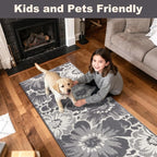 Findosom Hallway Runner Rug 2x8, Non Slip High-Low Textured Floral Washable - Image 4