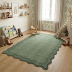 GarveeHome 4x6 Scalloped Washable Area Rug Green Nursery Kids Bedroom Rug | - Image 3