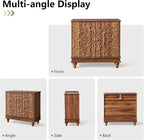 weselon Accent Cabinet Set of 2, Farmhouse Carved Storage Sideboard Buffet - Image 6