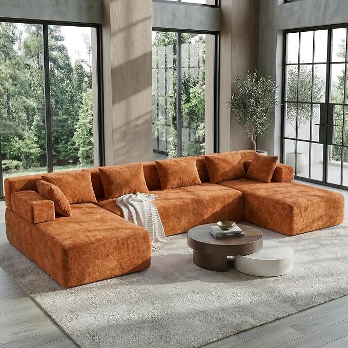 MONVANE 141" U Shaped Cloud Sectional Couch - Image 2