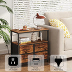 TUTOTAK LED Night Stand with Charging Station, Large Nightstand with USB and - Image 4