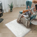 Sheepskin Faux Fur Rug, 2x3 White Fur Rug - Image 2