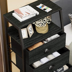 Furnulem Black Dresser with 5 Drawers, Vertical Storage Tower Fabric Dresser - Image 4