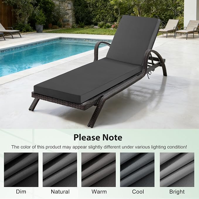 2 Pcs Chaise Lounge Cushions Outdoor Set of 2, Outdoor Chaise Cushion - Image 7