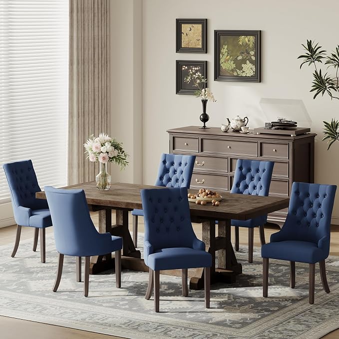 COLAMY Fabric Side Dining Chairs Set of 2, Wingback Upholstered Dining Room - Image 8