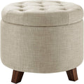 Amazon Basics Round Storage Ottoman Foot Rest, Button Tufted Upholstered by AmazonBasics
