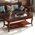 Coffee Table with Tempered Glass Top and Storage Shelf, Farmhouse Living Room by MODERION-YourHomeSoulMate