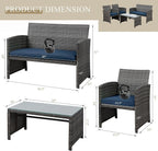 JAMFLY 4 Piece Outdoor Patio Furniture Set, Outdoor Wicker Rattan Chairs - Image 2