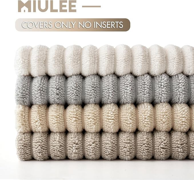 MIULEE Soft Corduroy Decorative Throw Pillow Covers Neutral Tan 18x18 | Set of 4 - Image 6