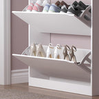 BORNOON Shoe Cabinet with 3 Flip Drawers & Coat Rack, Narrow Hidden Shoe - Image 6