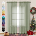 Chyhomenyc Sage Green Sheer Curtains 84 inches Long 2 Panels | Light Filtering by Chyhomenyc